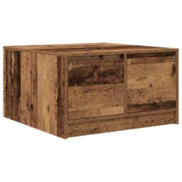 Berkfield Home Decorative Coffee Table with Drawers Old Wood 70.5x70x40 cm in Brown - thumbnail 8