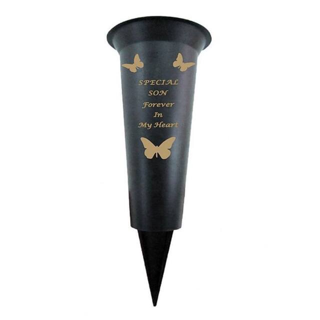 David Fischhoff Memorial Grave Plastic Spike Vase - Son in Black - image 1