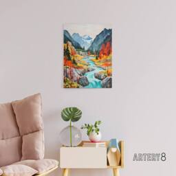 "Artery8 Jiuzhaigou Valley Chinese Landscape Canvas Wall Art Print - Size: W18"" x H24""" - thumbnail 3