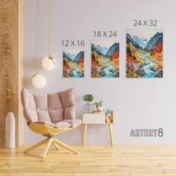 "Artery8 Jiuzhaigou Valley Chinese Landscape Canvas Wall Art Print - Size: W18"" x H24""" - thumbnail 4