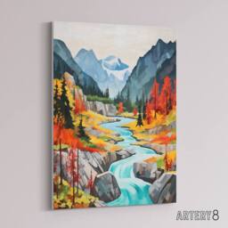 "Artery8 Jiuzhaigou Valley Chinese Landscape Canvas Wall Art Print - Size: W18"" x H24""" - thumbnail 2