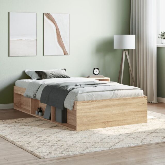 Berkfield Home Bed Frame Sonoma Oak 100x200 cm in Brown - image 1