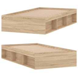 Berkfield Home Bed Frame Sonoma Oak 100x200 cm in Brown - thumbnail 4