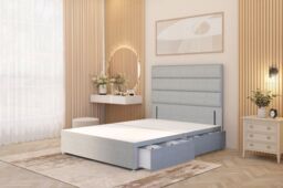 Somnior Chambery Divan Bed Frame 4 Drawers with Floor Standing Headboard Linen in Light Grey - Size: King - thumbnail 1