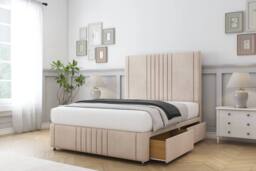 "Sloomy Harrington Naples Divan Base 2 Drawers 54"" Headboard & 12"" Footboard in Light Sand - Size: Double" - thumbnail 4