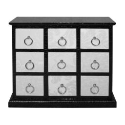 Orsina Black Leather Effect 9 Drawer Rectangular Cabinet, Corner Cabinet Storage, Living Room, Delivered Fully Assembled - thumbnail 1