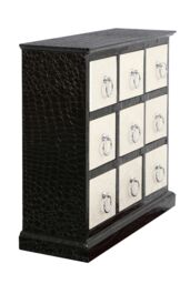 Orsina Black Leather Effect 9 Drawer Rectangular Cabinet, Corner Cabinet Storage, Living Room, Delivered Fully Assembled - thumbnail 2