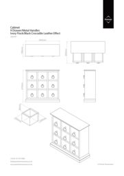 Orsina Black Leather Effect 9 Drawer Rectangular Cabinet, Corner Cabinet Storage, Living Room, Delivered Fully Assembled - thumbnail 3