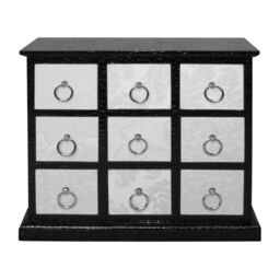 Orsina Black Leather Effect 9 Drawer Rectangular Cabinet, Corner Cabinet Storage, Living Room, Delivered Fully Assembled - thumbnail 6