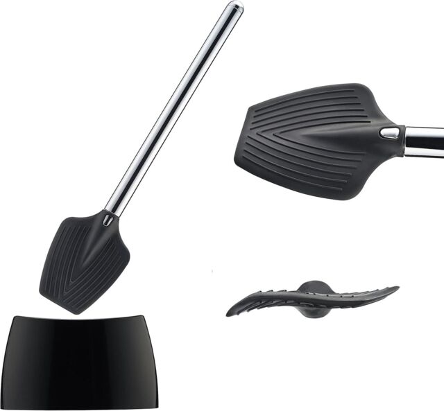 mysmartbuy Bristle-Free Silicone Spatula Toilet Brush with Long Handle - Hygienic, Drip Free, Grooved Cleaning Tool - Measures 41cm in Black - image 1