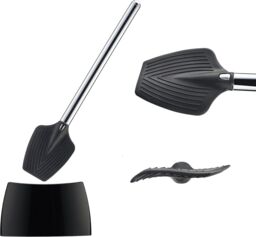 mysmartbuy Bristle-Free Silicone Spatula Toilet Brush with Long Handle - Hygienic, Drip Free, Grooved Cleaning Tool - Measures 41cm in Black - thumbnail 1