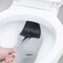 mysmartbuy Bristle-Free Silicone Spatula Toilet Brush with Long Handle - Hygienic, Drip Free, Grooved Cleaning Tool - Measures 41cm in Black - thumbnail 3