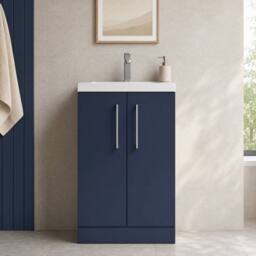 Balterley Bramshall Compact 2 Door Dark Blue Vanity Basin Unit, 500mm - thumbnail 6