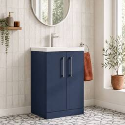 Balterley Bramshall Compact 2 Door Dark Blue Vanity Basin Unit, 500mm - thumbnail 4