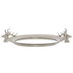 Love Lace Large Mirrored Tray With Stag Heads in Silver - thumbnail 1