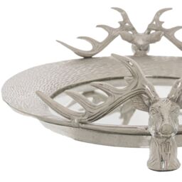 Love Lace Large Mirrored Tray With Stag Heads in Silver - thumbnail 2