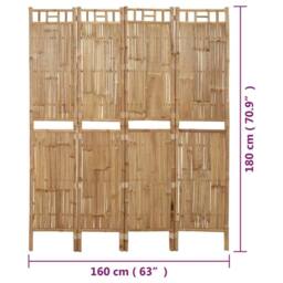 Berkfield Home 4-Panel Room Divider Bamboo 160x180 cm in Brown - thumbnail 8