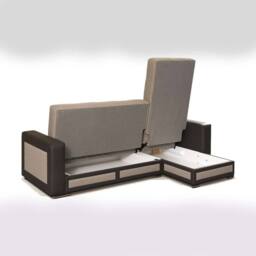 Sliding Wardrobes 4U Terrian Fabric Right Corner Sofa Bed with Ottoman Storage - Brown - thumbnail 2