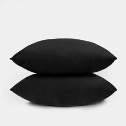 OHS 2 x Matte Velvet Filled Cushion Covers Soft Zip in Black - Size: 45 cm x 45 cm - thumbnail 3