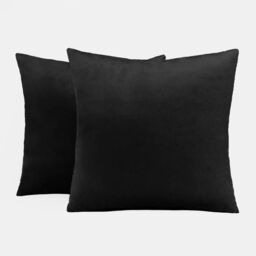OHS 2 x Matte Velvet Filled Cushion Covers Soft Zip in Black - Size: 45 cm x 45 cm - thumbnail 6