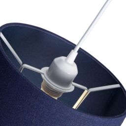 Happy Homewares Traditional Linen Fabric Drum Shade for Pendant & Lampshade in Midnight - Size: 14 inches - thumbnail 4