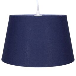 Happy Homewares Traditional Linen Fabric Drum Shade for Pendant & Lampshade in Midnight - Size: 14 inches - thumbnail 2
