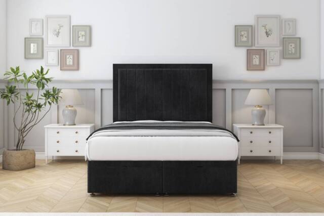 "Comfort Beds Arizona Naples Ottoman Bed Base-54"" Floor Standing Headboard in Black - Size: Small Single" - image 1