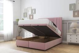 "Comfort Beds The Foxy Plush Ottoman Bed Base-54"" Floor Standing Headboard in Pink - Size: Double" - thumbnail 2