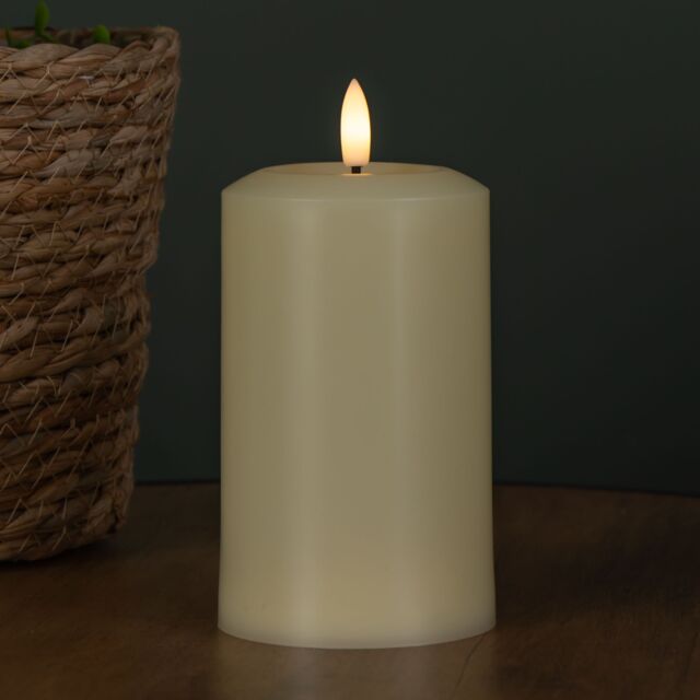 Samuel Alexander 15cm Battery Operated Cream Flickering Flameless LED Pillar Candle - image 1