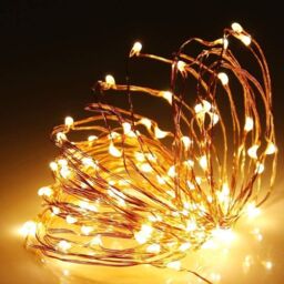 Shatchi 2M Long 20 Warm White LED Lights Micro Rice Gold Copper Wire Battery Operated Firefly String Fairy Lights in Yellow