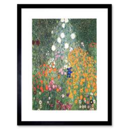 "Wee Blue Coo Gustav Klimt Flower Garden 1907 Old Master Painting Framed Art Print in Green - Size: W12"" x H16""" - thumbnail 1