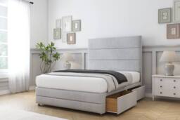 "Sloomy Monaco Naples Divan Base 4 Drawers-54"" Headboard & 12"" Footboard in Silver - Size: King" - thumbnail 4
