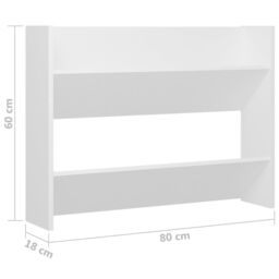 Berkfield Home Wall Shoe Cabinet White 80x18x60 cm Engineered Wood - Size: 80 x 18 x 60 cm - thumbnail 6