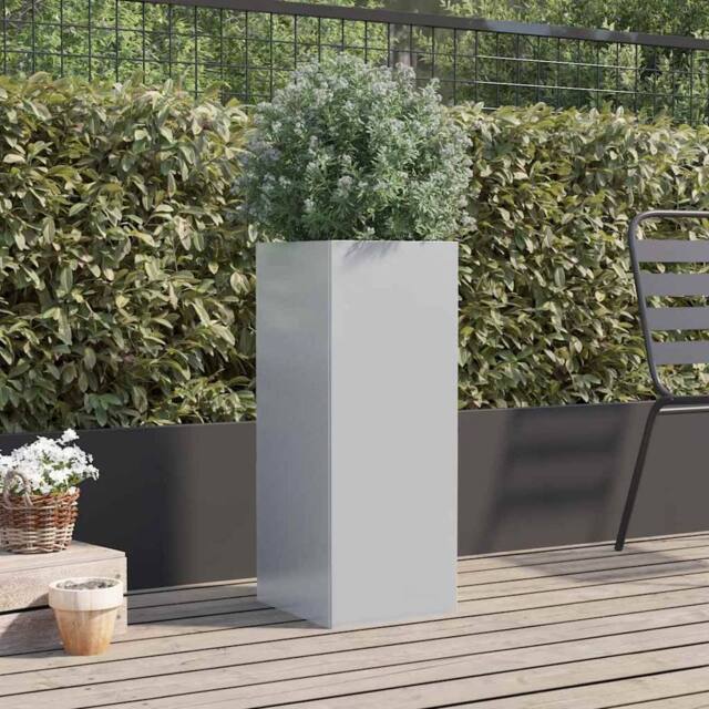 Berkfield Home Planter Silver 32x29x75 cm Galvanised Steel - Size: 32 x 29 x 75 cm - image 1