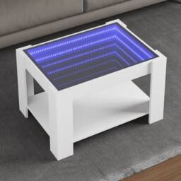 Berkfield Home Coffee Table with LED White 73x53x45 cm Engineered Wood - Size: 73 x 53 x 45 cm - thumbnail 2