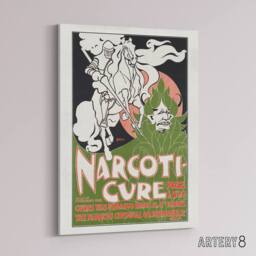 "Artery8 Will H Bradley Narcoticure Vintage Advert Canvas Wall Art Print in Green - Size: W12"" x H16""" - thumbnail 2
