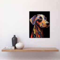 "Artery8 Wall Art Print Tribal Patterned Dog Colourful Pet Portrait Painting Poster - Size: W18"" x H24""" - thumbnail 4