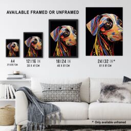 "Artery8 Wall Art Print Tribal Patterned Dog Colourful Pet Portrait Painting Poster - Size: W18"" x H24""" - thumbnail 3