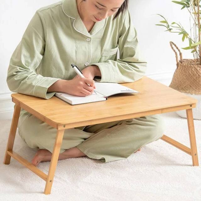 VOGREX Bamboo Folding Low Coffee Side Table in Beige - image 1