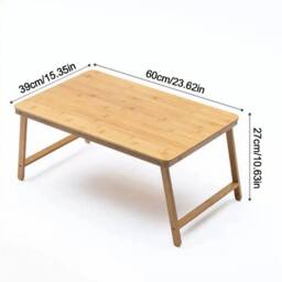 VOGREX Bamboo Folding Low Coffee Side Table in Beige - thumbnail 2