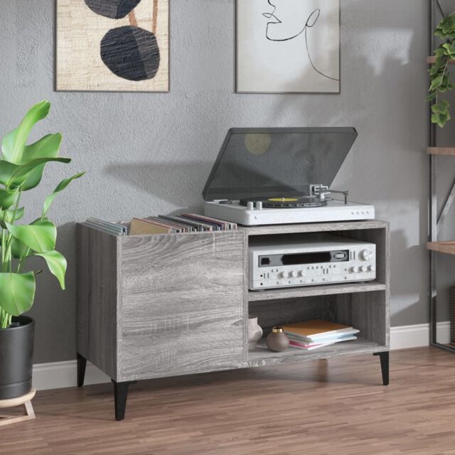 Berkfield Home Record Cabinet Grey Sonoma 84.5x38x48 cm Engineered Wood - image 1