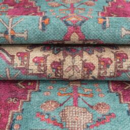 Kukoon Washable Runner Rug Teal Maximalist Long Hallway Carpet Mat 60cm x 240cm in Fuchsia - Size: 60 cm x 240 cm - thumbnail 4