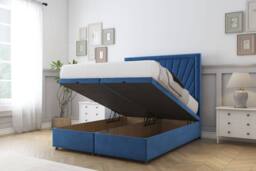 "Sloomy Somerset Plush Ottoman Bed Base-26"" Strutted Headboard in Navy - Size: Small Single" - thumbnail 2