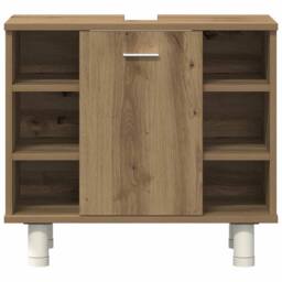 Berkfield Home 3 Piece Bathroom Furniture Set Artisan Oak Engineered Wood in Brown - thumbnail 7