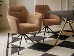 Solace+Co Lexi Dining Table with 4 Isla Swivel Dining Chair Set in Brown - thumbnail 2