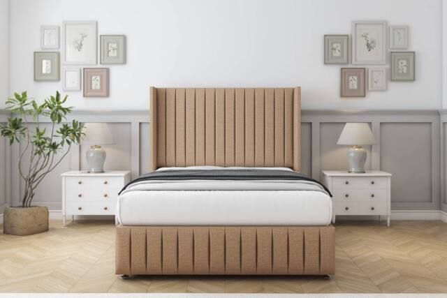 "Comfort Beds Chester Dumfries Divan Base No Drawers - 54"" Wingback-Footboard in Light Brown - Size: Single" - image 1
