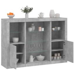 Berkfield Home Sideboards with LED Lights 3 pcs Concrete Grey Engineered Wood - thumbnail 2