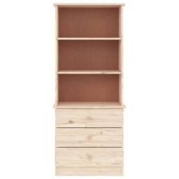 Berkfield Home Bookcase with Drawers ALTA 60x35x142 cm Solid Wood Pine in Brown - Size: 60 x 35 x 142 cm - thumbnail 3