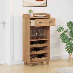 Berkfield Home Classic Wine Cabinet ASKIM with 12 Bottle Holders Honey Brown Sol - thumbnail 4