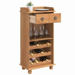 Berkfield Home Classic Wine Cabinet ASKIM with 12 Bottle Holders Honey Brown Sol